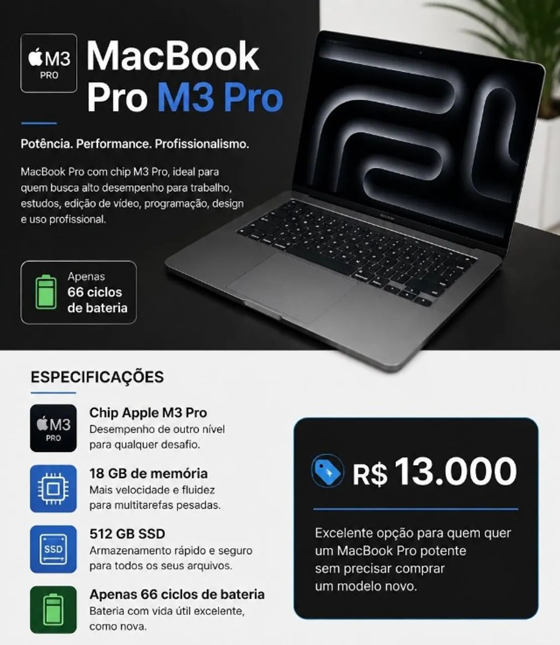 ? MacBook Pro M3 Pro ? 18 GB RAM + 512 GB SSD - Foto 3