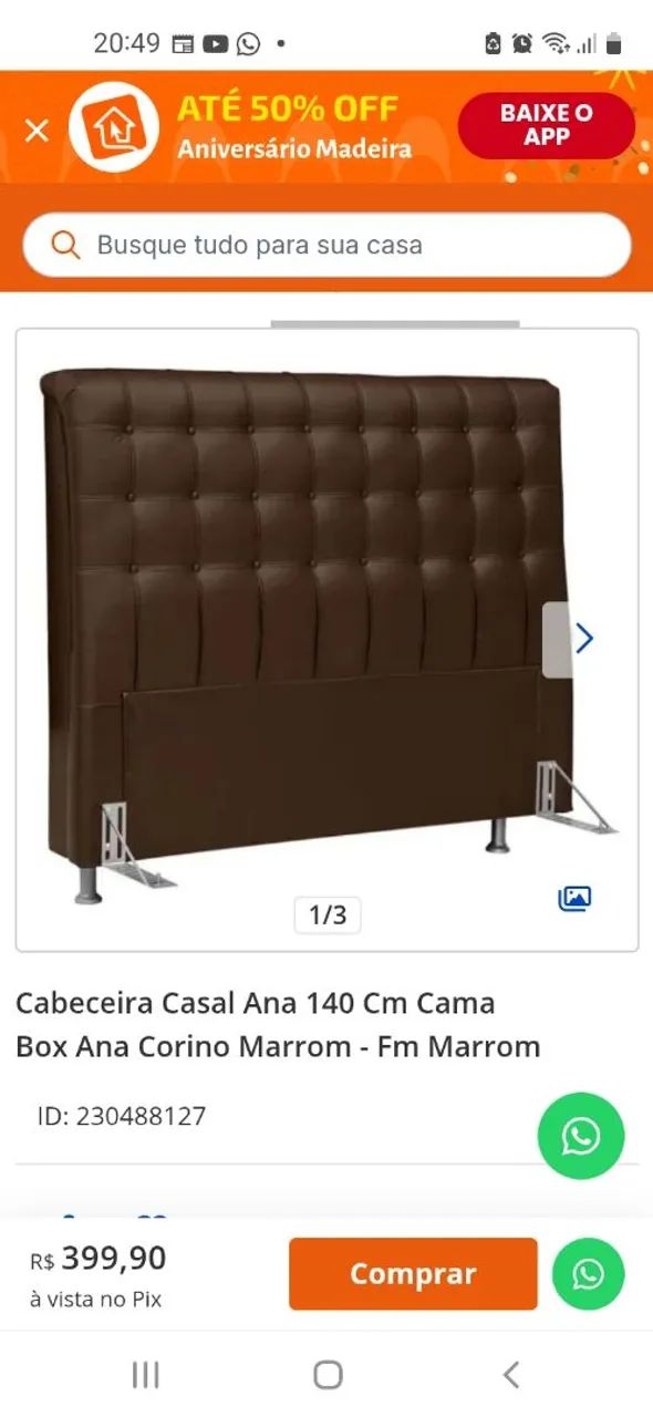 Linda Cabeceira de Cama Casal (Courino Marrom) * NOVA * - Foto 5