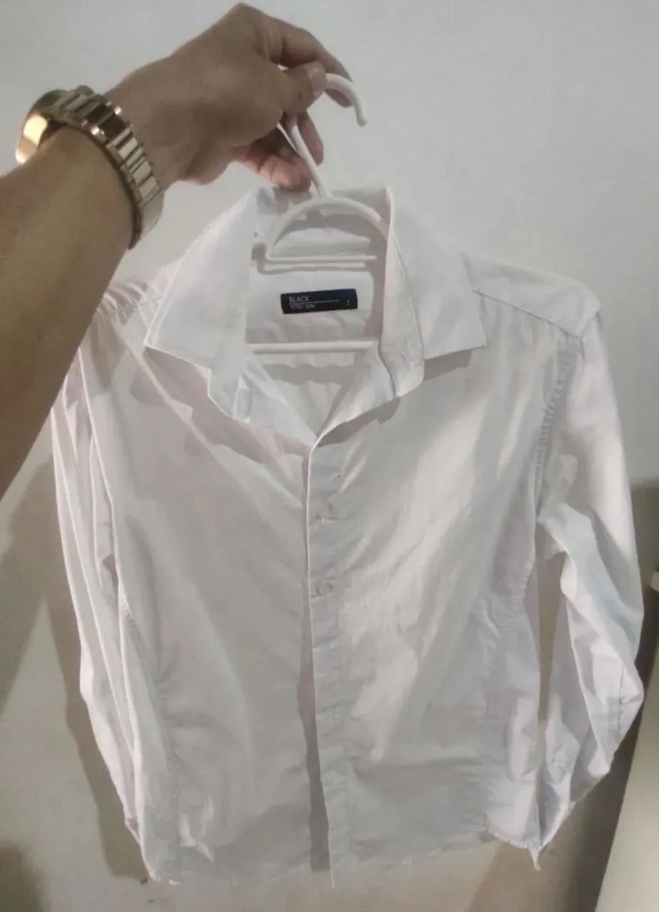 CAMISA MANGA LONGA MASCULINA BRANCO P - Foto 2