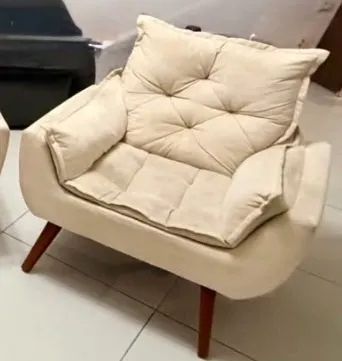 Kit Namoradeira + 2 Poltrona Suede Bege  - Foto 4