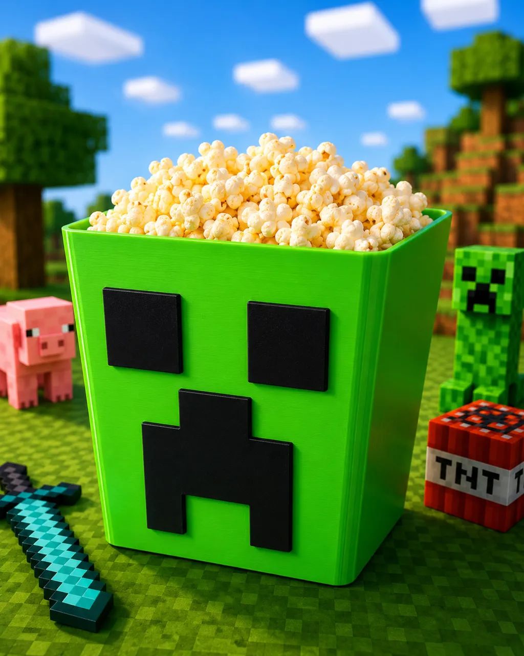 Balde de pipoca Minecraft - Foto 2
