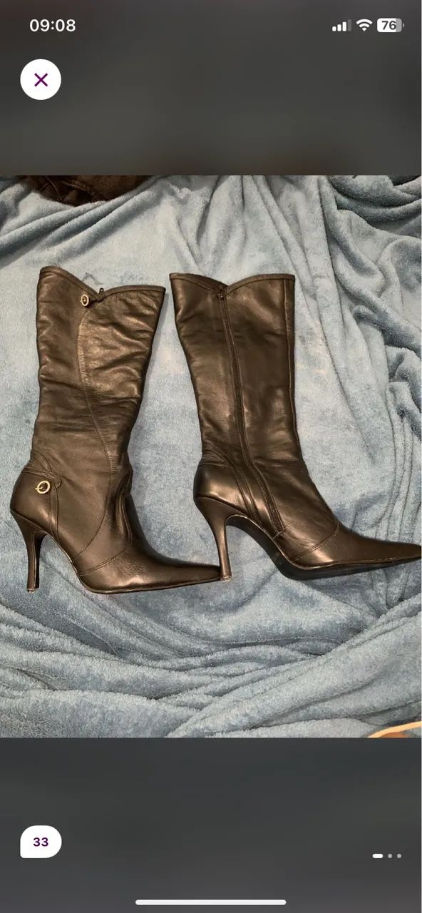 Bota cano alto couro 