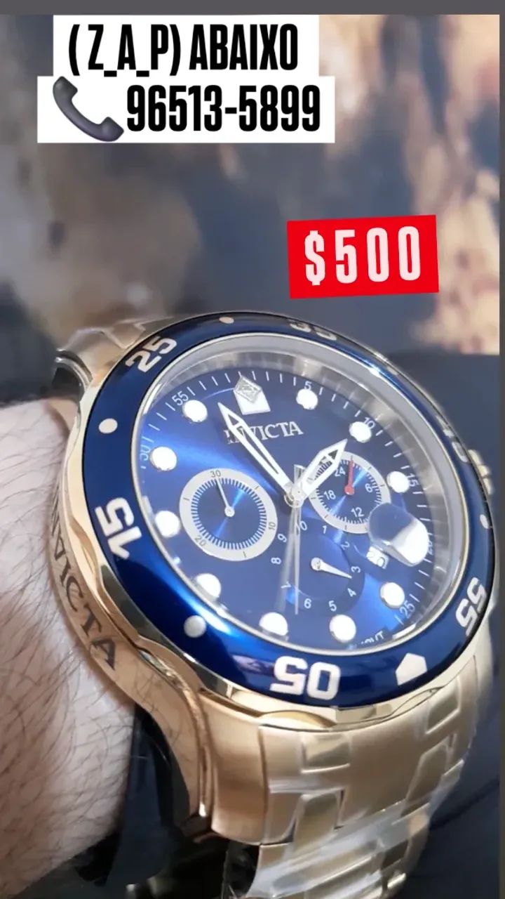 Relógio INVICTA PRO DIVER DOURADO MOSTRADOR AZUL