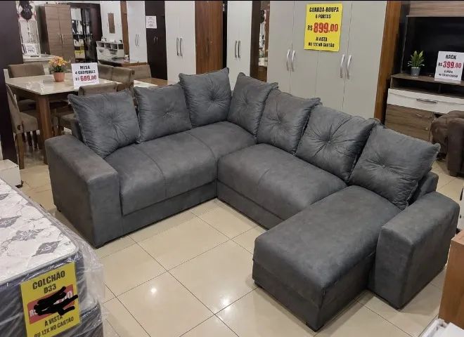 Sofá de Canto com Chaise (Preço Imbatível)
