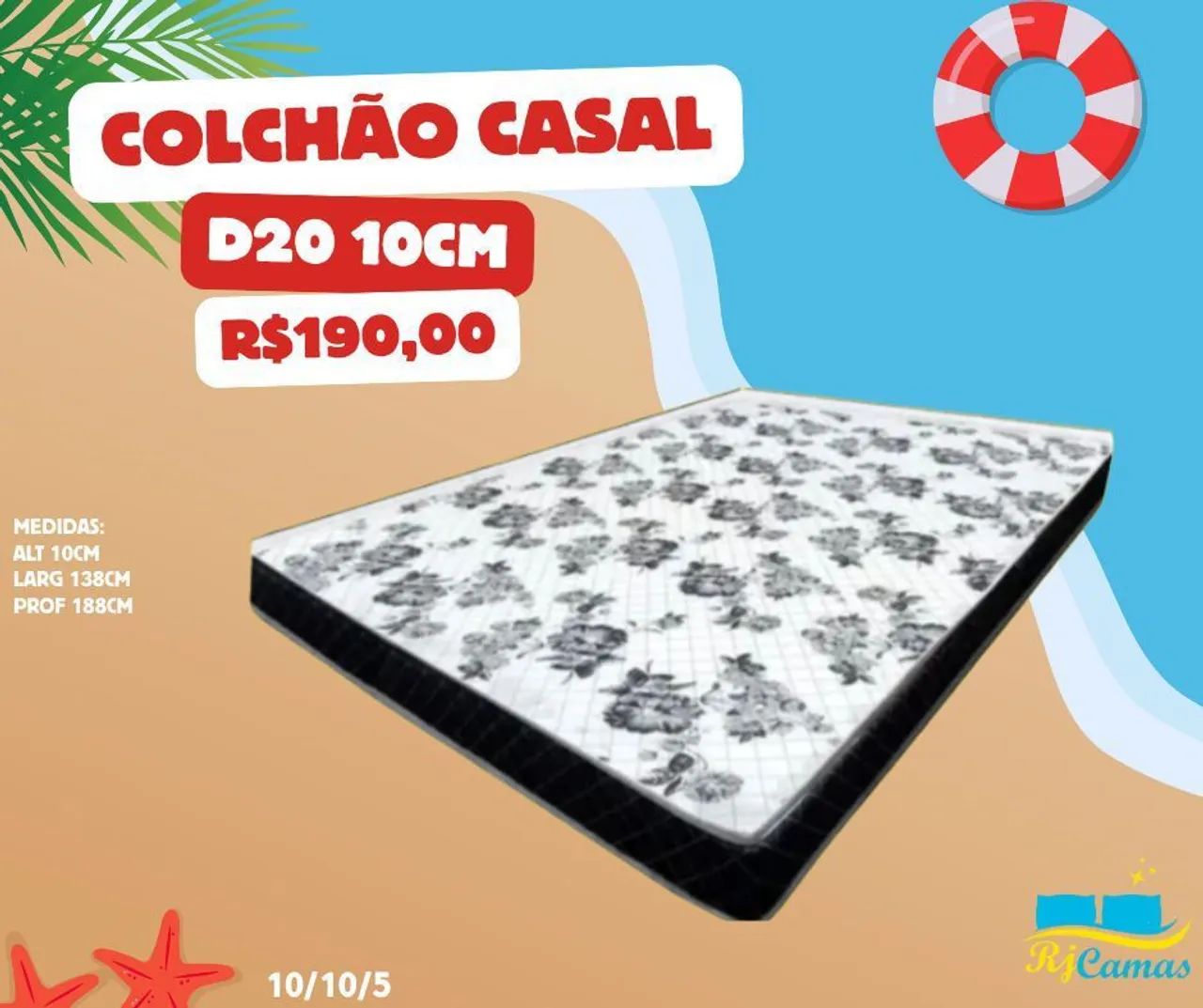 Colchão casal D20 10cm de espuma (RJ)