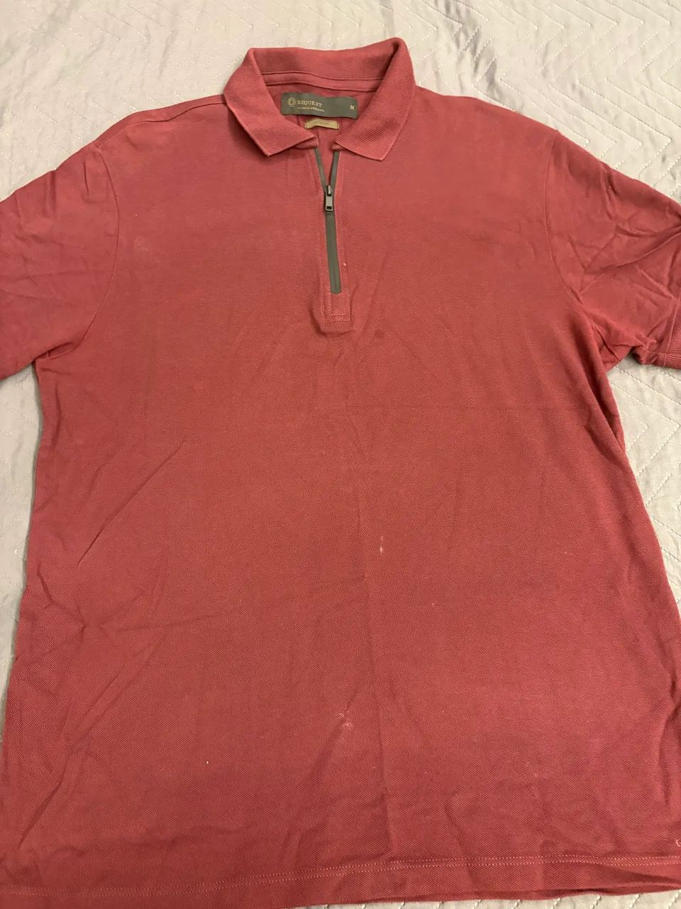 Camisa polo vinho ziper algodao peruano M