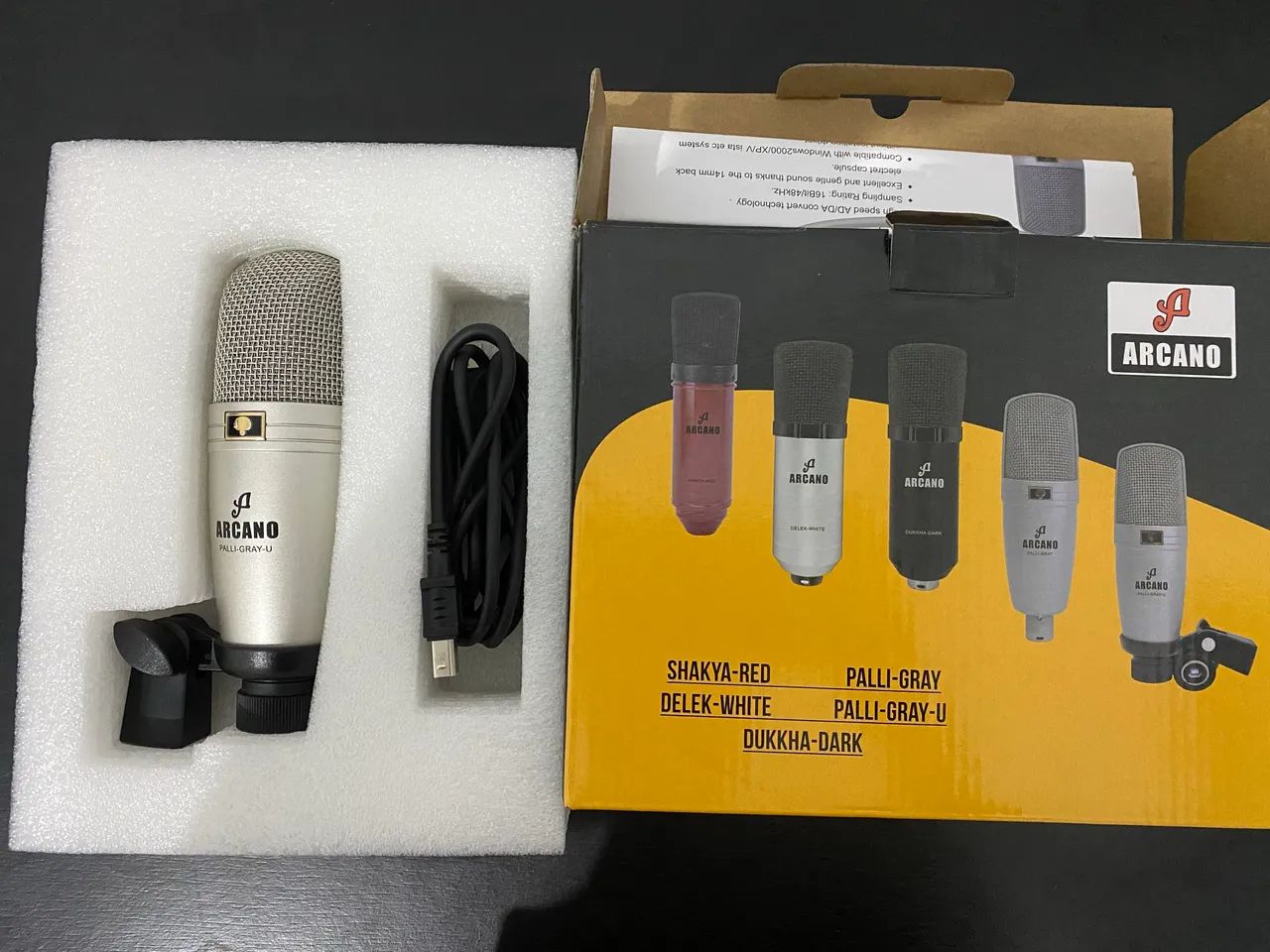 Microfone condensador USB Arcano PALLI-GRAY-U