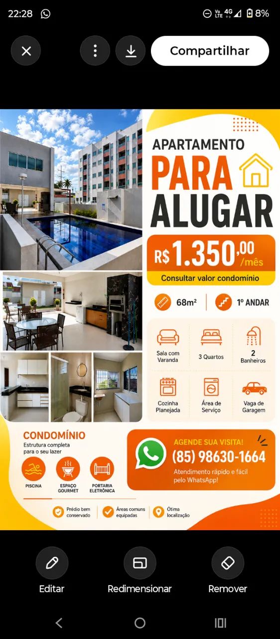 Aluguel de apartamento 3 quartos com a rea de lazer completa 