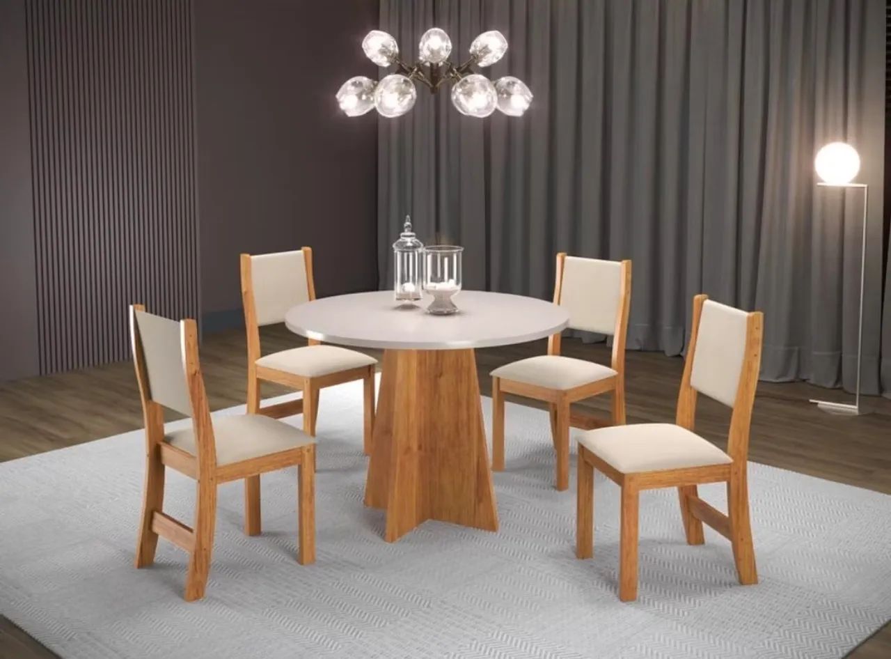 Mesa de jantar redonda com 4 cadeiras  - Foto 5