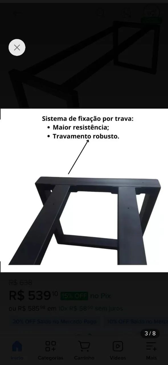 Pé para mesa em metalon  - Foto 2