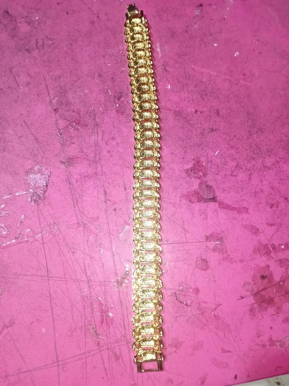 Pulseira masculina Cubana Rhinestone grossa dourada*nova*! - Foto 2