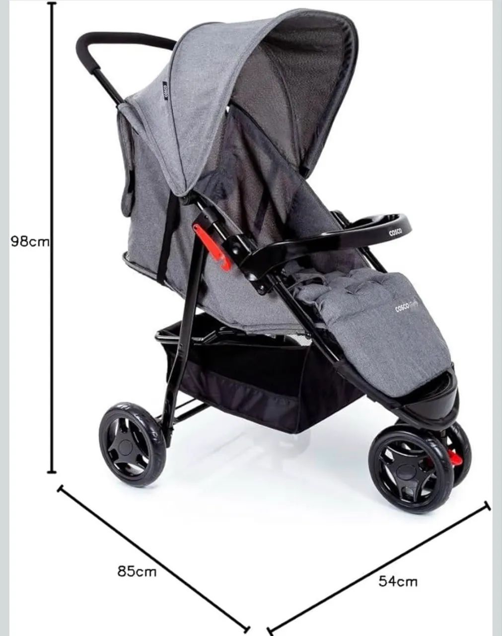 Cosco Kids, Carrinho de Bebê Toffy, Cinza Mescla - Foto 4