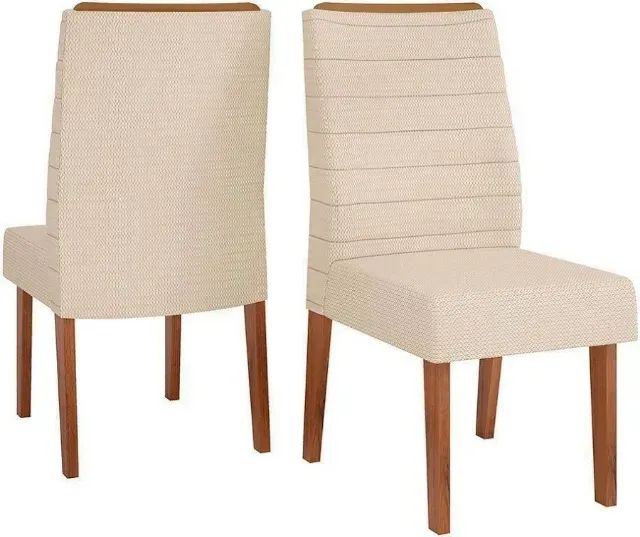 Mesa de Jantar com Tampo em Vidro e 8 Cadeiras no Off White - Foto 2