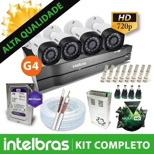 kit 04 camera intel bras 720p hd +acessorios e 100mts de cabeamento - Foto 2