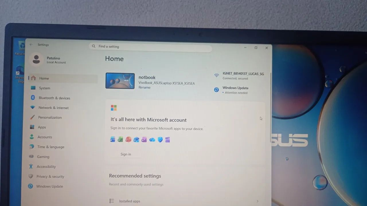 Notebook Vivobook Asus 11gen Intel core i3-11 4RAM - Foto 3