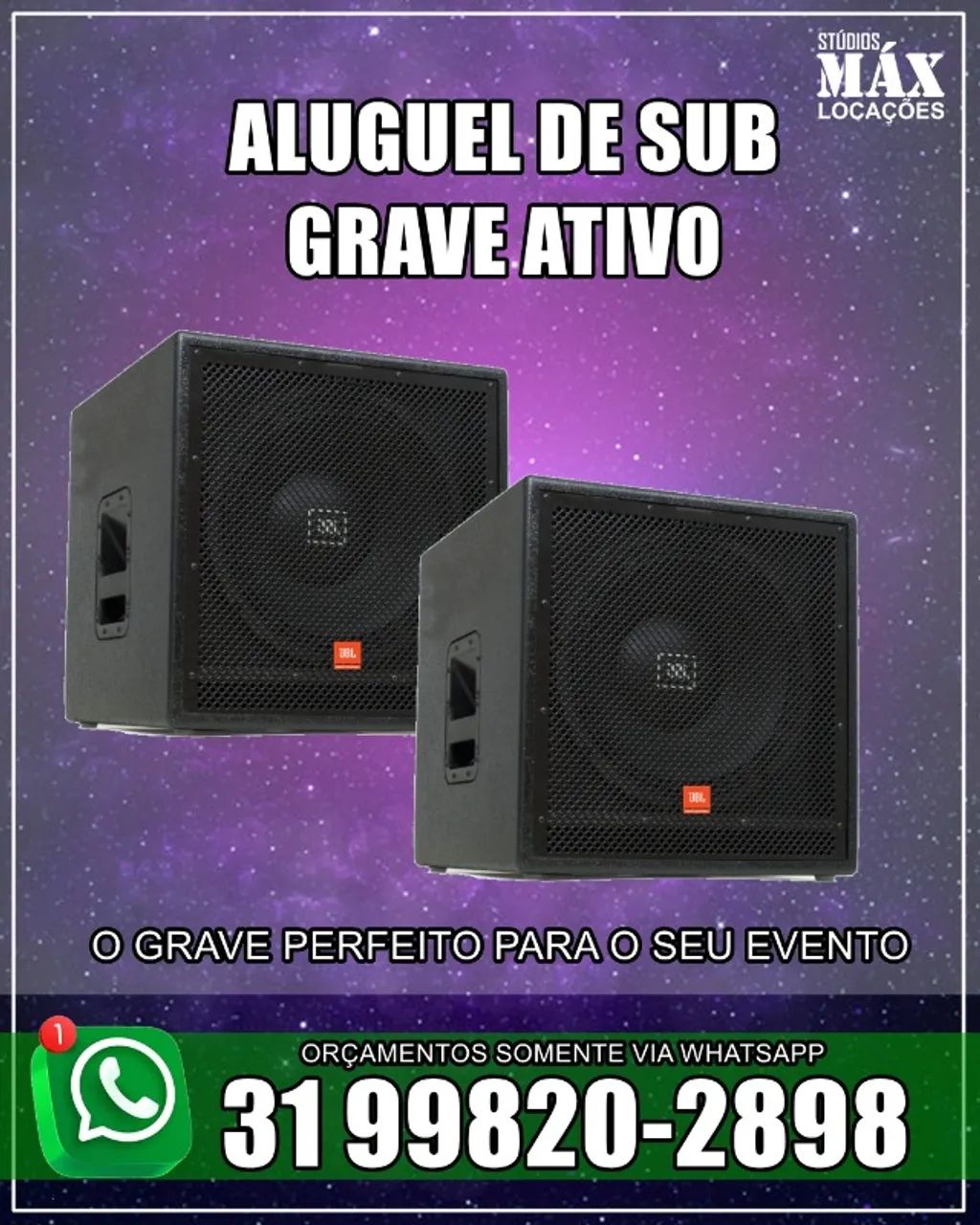 Aluguel de caixas sub grave ativas para eventos em geral