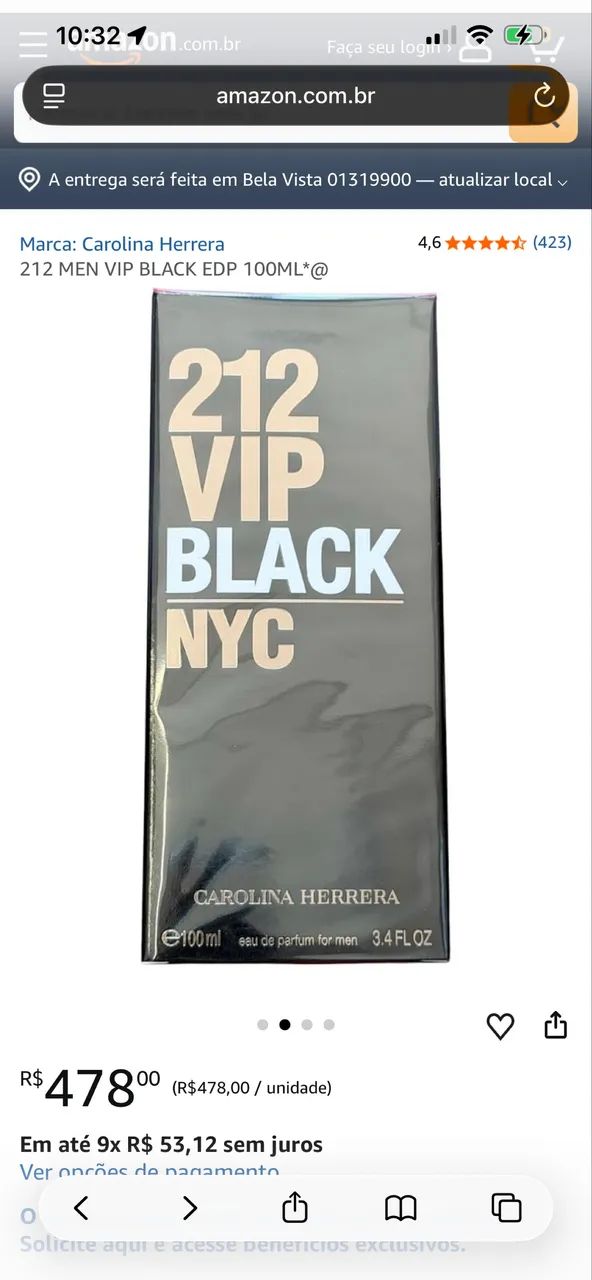 CH 212 Vip Black Edp 100ML - Foto 2