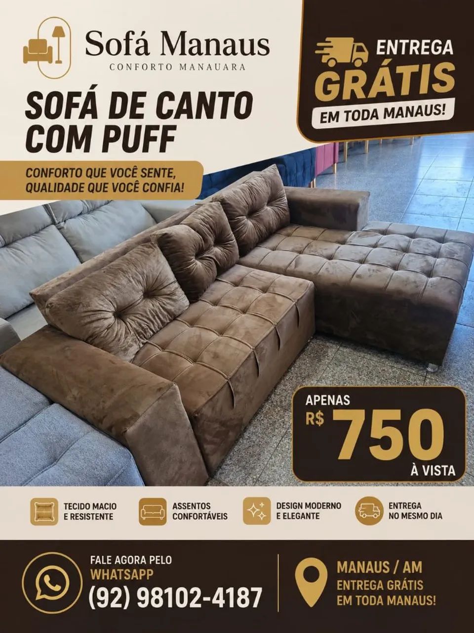 Sofá de canto c chaise pronta entrega!!!!
