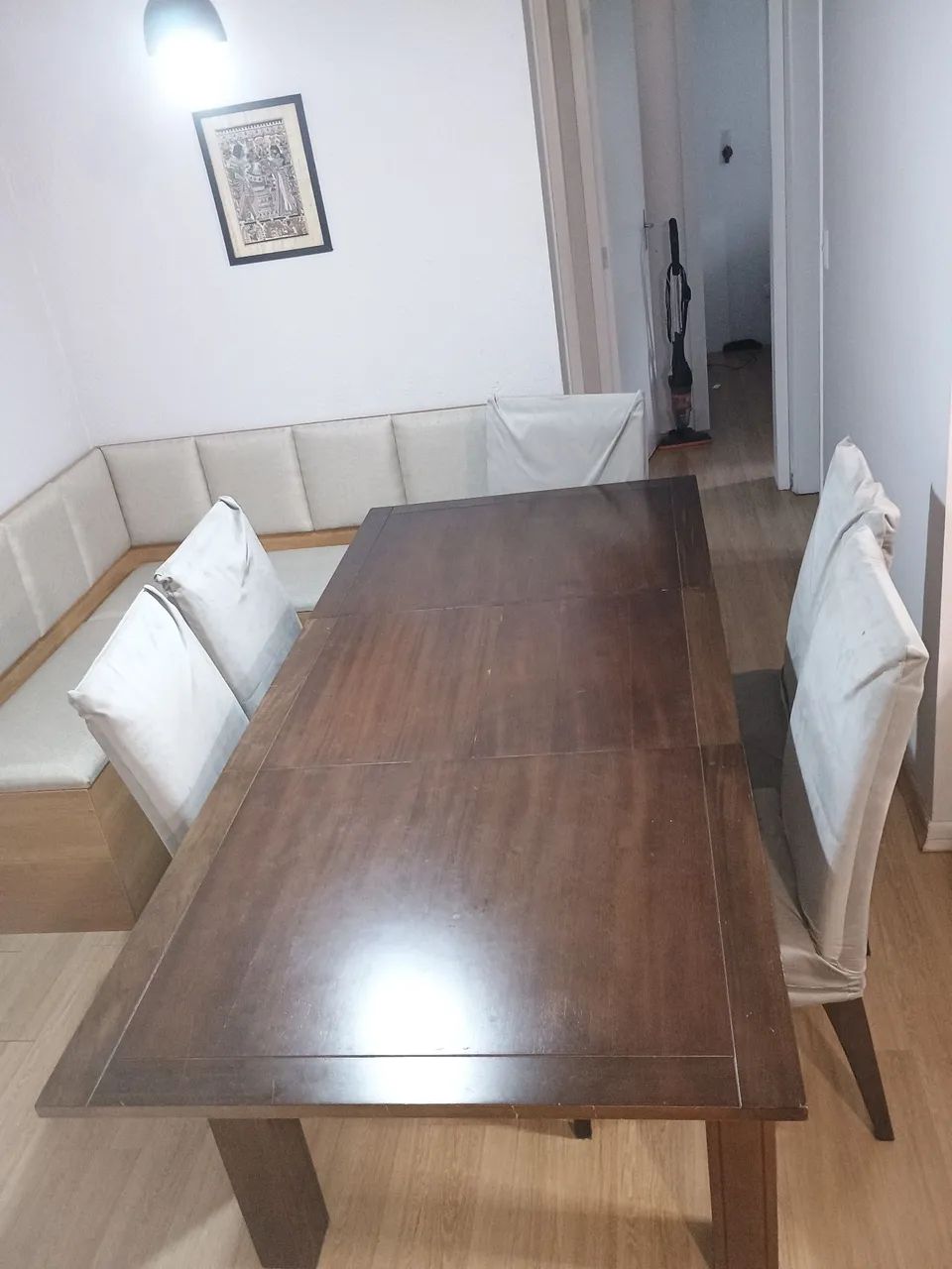 Mesa retrátil com 6 cadeiras (madeira maciça) - Foto 5
