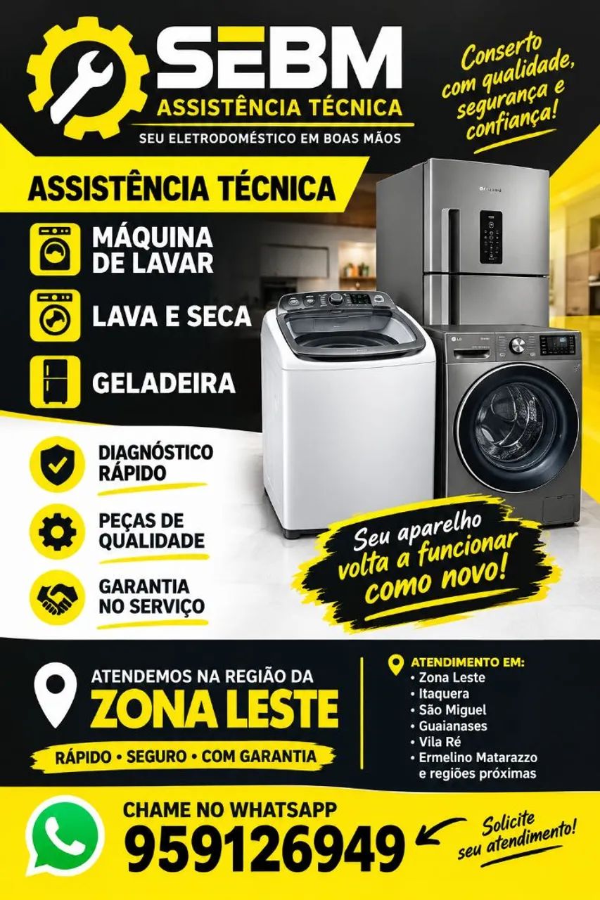 Conserto máquina de lavar e geladeira 