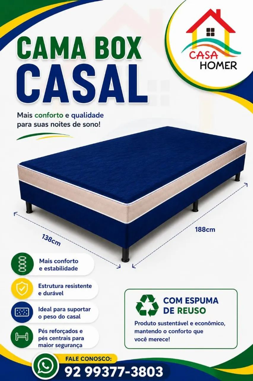Cama tamanho Casal. 
