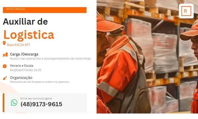 ? VAGA ABERTA: AUXILIAR DE LOGÍSTICA | RODA COOP ? Base: ESC14 XPT