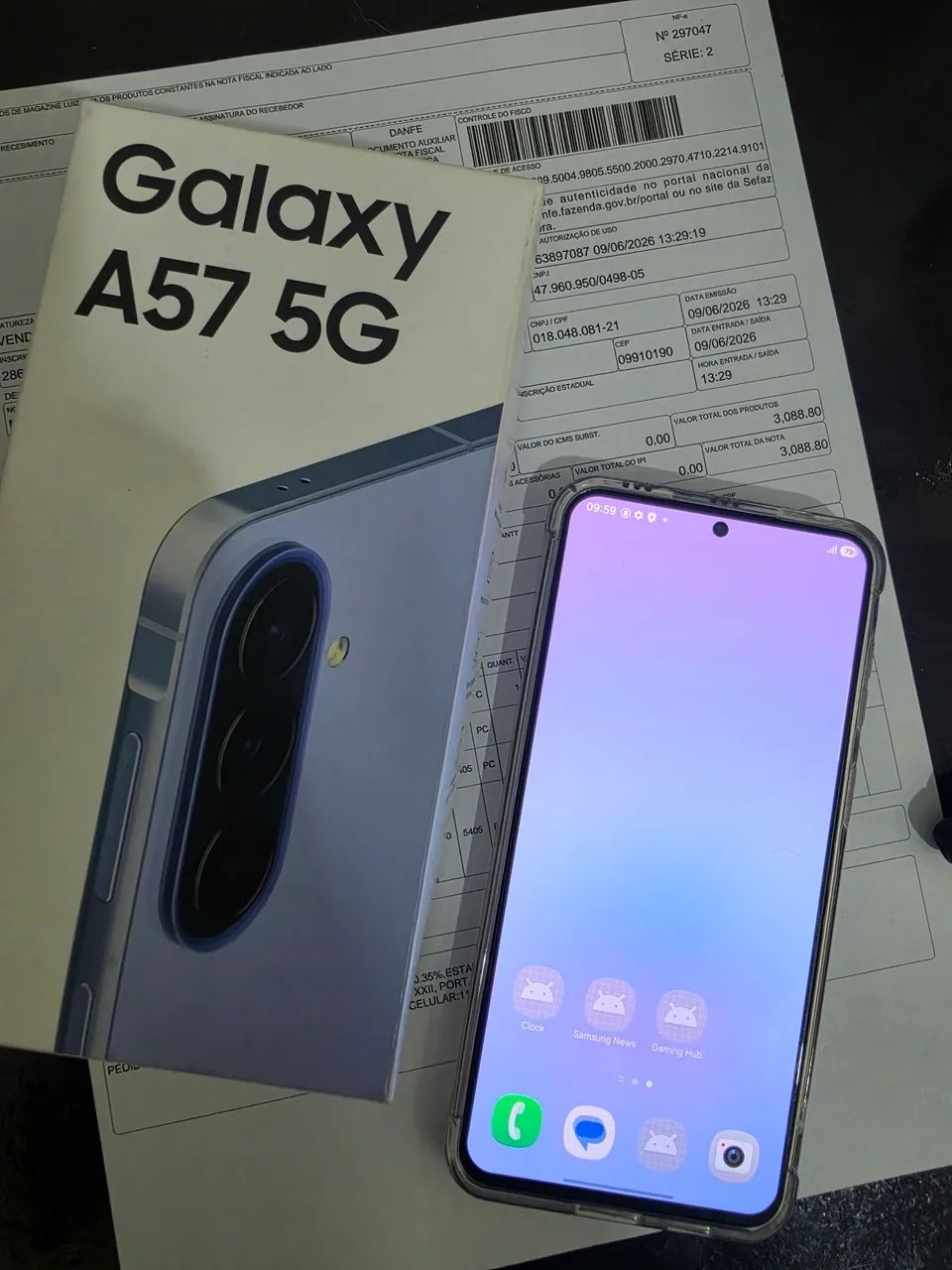Galaxy a57 128gb 8gb novo roxo