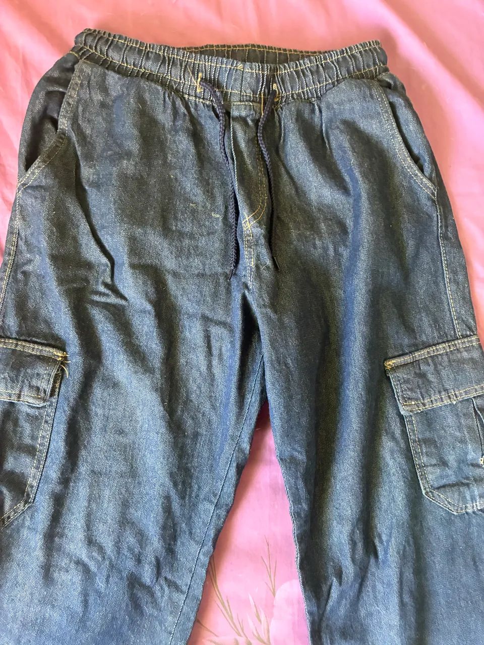 Calça Cargo Jeans Escura - Foto 5