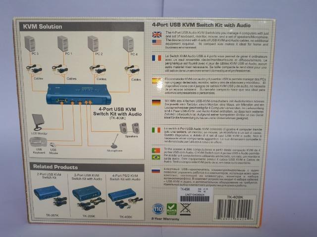 Kit chaveador Kvm TK-409K - USB 4 portas com áudio - Foto 6