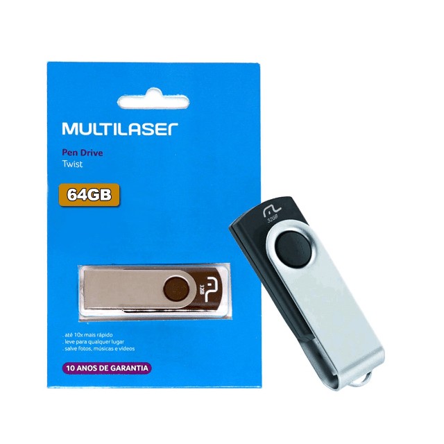 Pendrive 64GB 2.0 preto Original Loja Física Garantia Nota Entrega Rápida