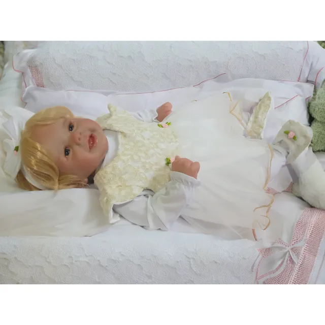 Boneca Bebê Reborn Realista Loira Cabelo Grande Sidnyl Presente Para Criança  Natal Aniversário