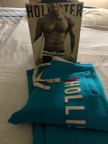 Calça Moleton Hollister original Azul XL - Foto 5