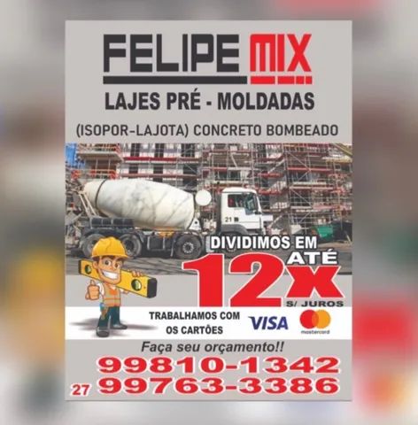 Laje Maciça / Laje pré-moldada e Concreto Bombeado