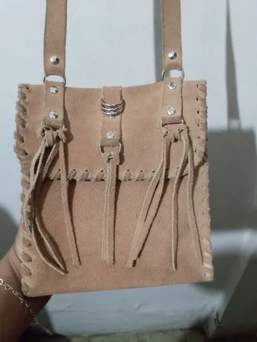 Bolsa transversal feminina de couro legítimo
