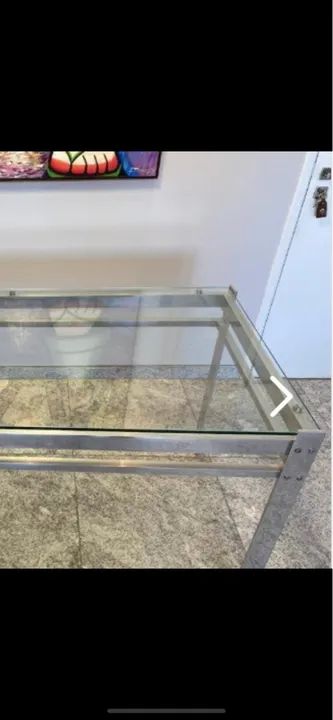 Mesa em alumínio Mesa de Jantar Flex com Tampo de Vidro Quadrado Base  - Foto 4