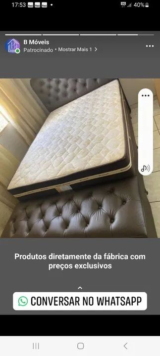 Cama casal conjunto completo  no corino  marrom 