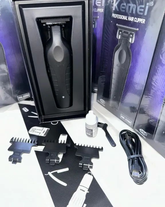 Máquina kemei 2299 corta cabelo e barba, máquina de detalhe e acabamento
