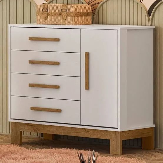 Comoda Infantil 4 Gavetas Novo Branco