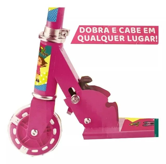 Patinete Menina Girl Rodinhas Veloz Luzes Ajuste Altura Rosa - Foto 5