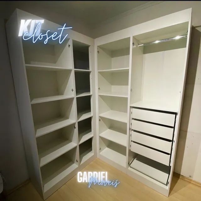 Closet modular - Cabideiro c/ 4 gavetas + 2 prateleira L
