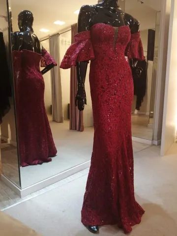 Vestido de festa longo Renda Vermelho - P - Foto 4