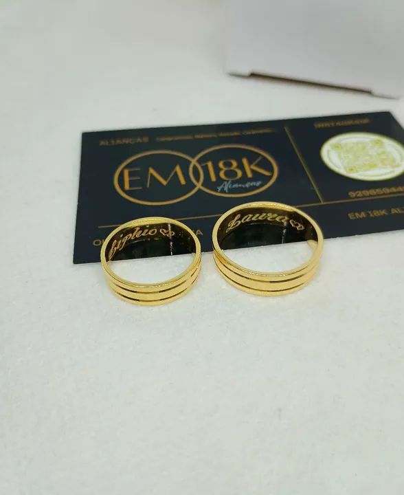 Prata banhado a Ouro - Alianças modelos com 6mm