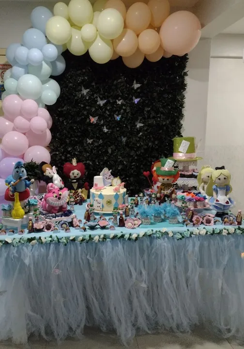 Saia de tule azul bebê para mesa