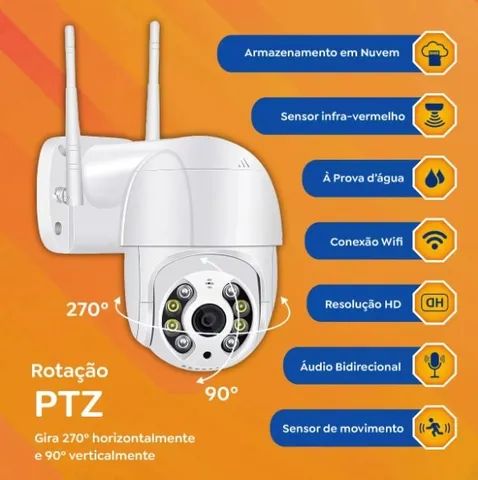 Câmera IP Wifi com PTZ, Monitore , Ouça, Fale e Movimente a Câmera em todas as Direções - Foto 3