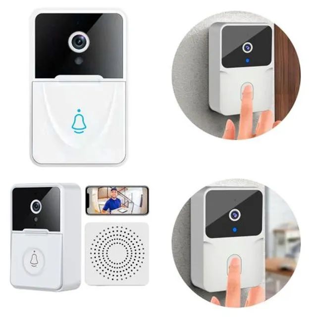 Campainha Sem Fio Com Câmera Wifi Inteligente Áudio vídeo porteiro por app - Foto 2
