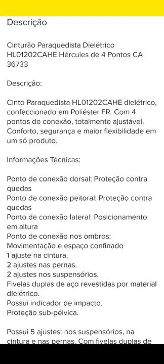 Kit Cinto de Segurança Paraquedista com talabarte  - Foto 3