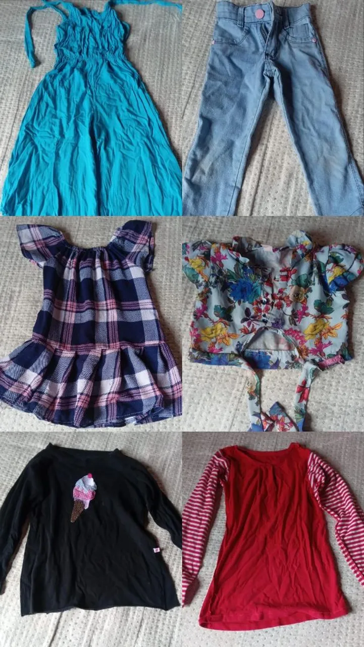 Combo de roupas infantil pra menina, entre 5 a 8 anos.
