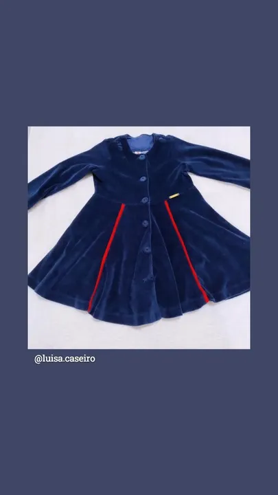 Vestido de Veludo Azul Bebê
