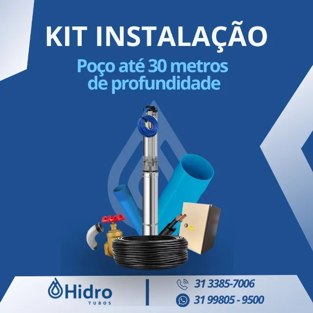 KIT INSTALAÇÃO PARA POÇO ATÉ 30 METROS DE PROFUNDIDADE