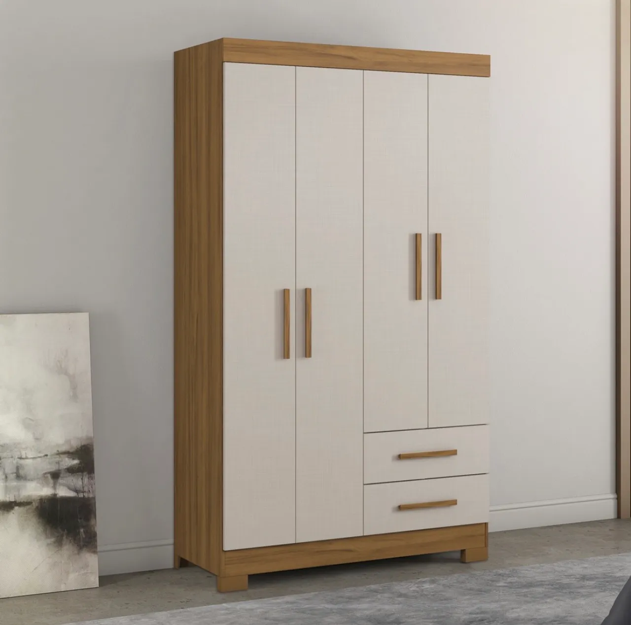 Guarda-Roupa 4 Portas com Gavetas Solteiro